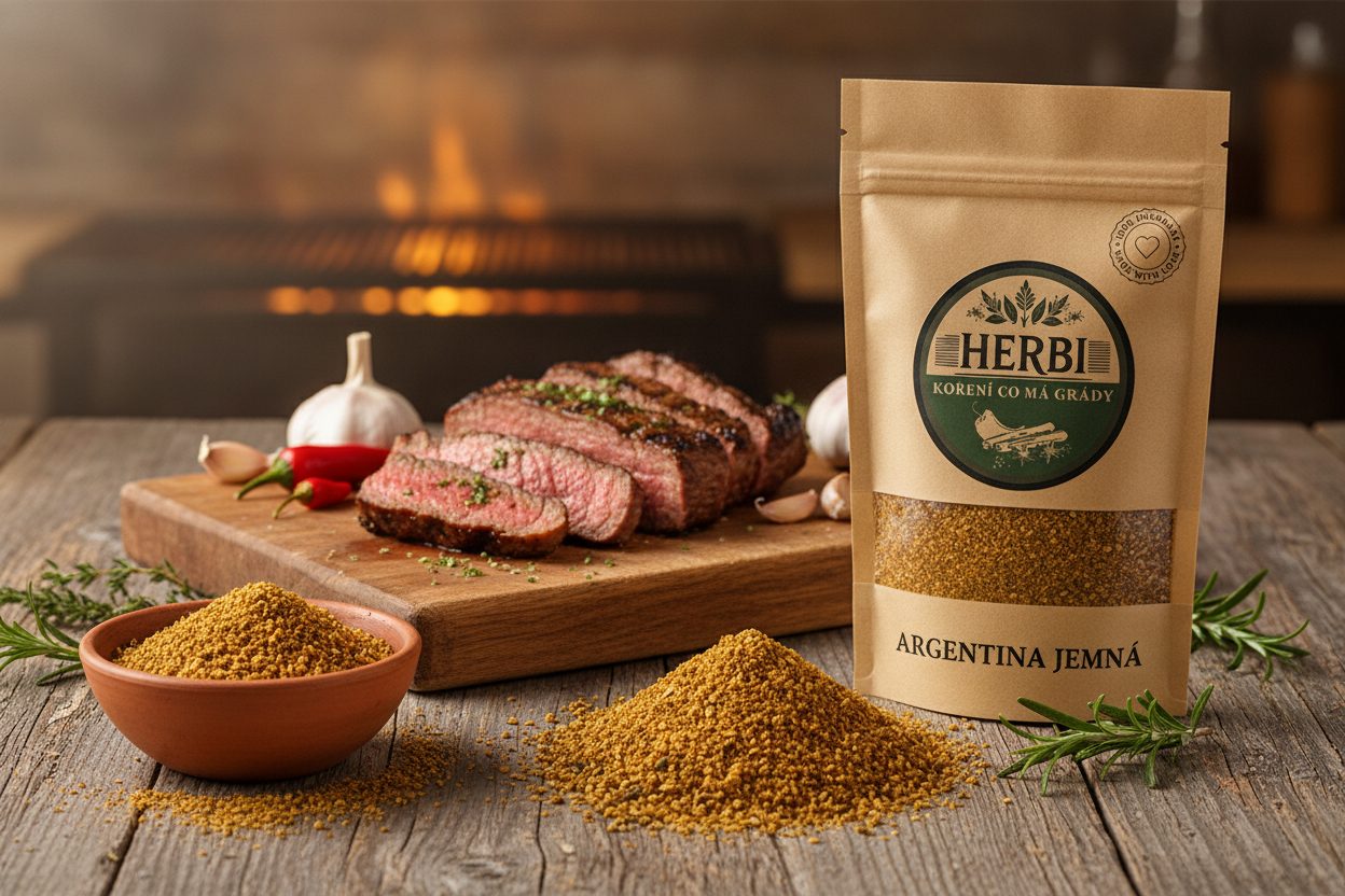 Grilovací koření Argentina jemná – paprika, česnek a byliny nad žhavými uhlíky