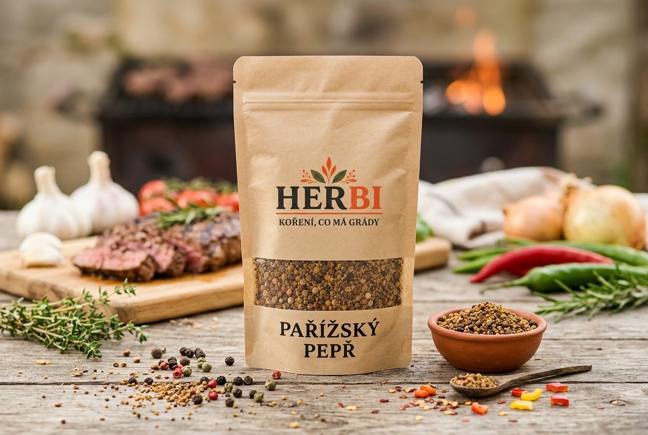 Farebná zmes korení a paprík zblízka – pestré drvené kúsky v červenej, zelenej, bielej a čiernej