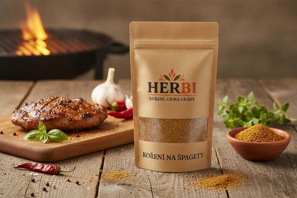 Miska špagiet s paradajkovou omáčkou, čerstvé oregano a bazalka na drevenom stole