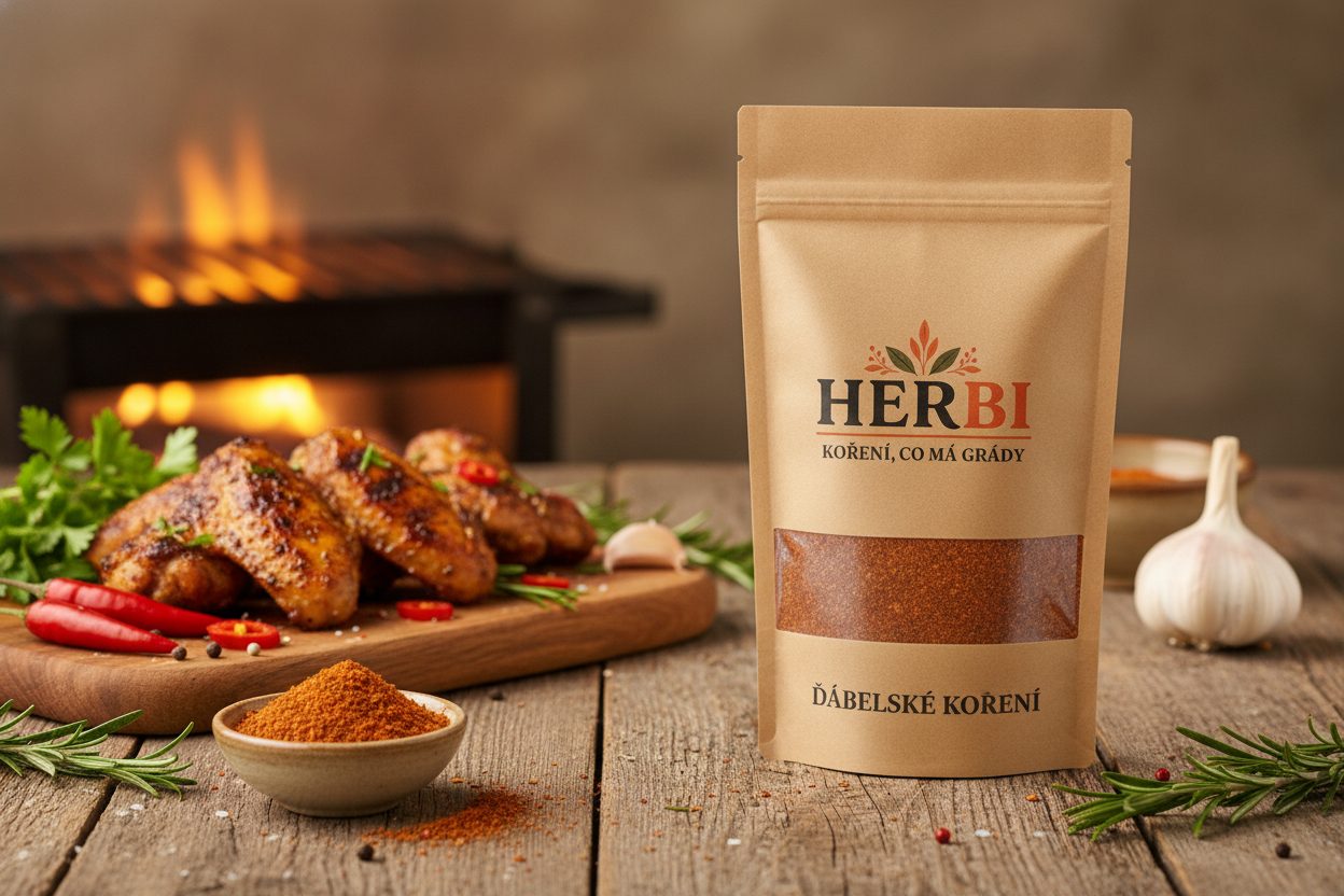 Pálivé koření v rudé barvě s chilli papričkami a česnekem, divoká a ohnivá nálada