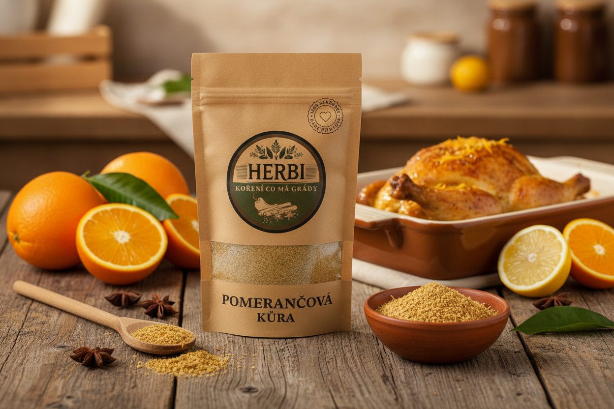 Sušená pomarančová kôra v teplom svetle, aromatické citrusové korenie
