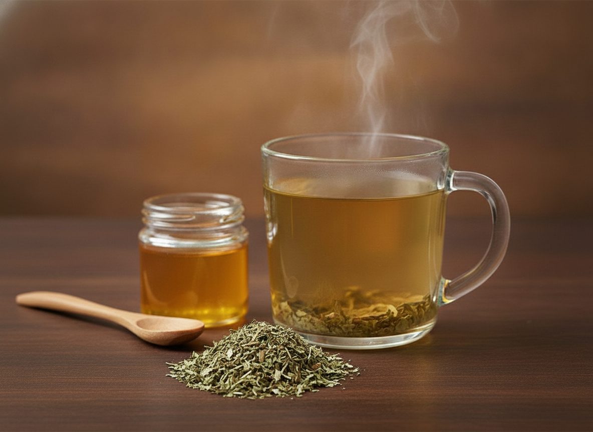 Hrnek čerstvě uvařeného čaje z máty spearmint, zelená bylinkova svěžest