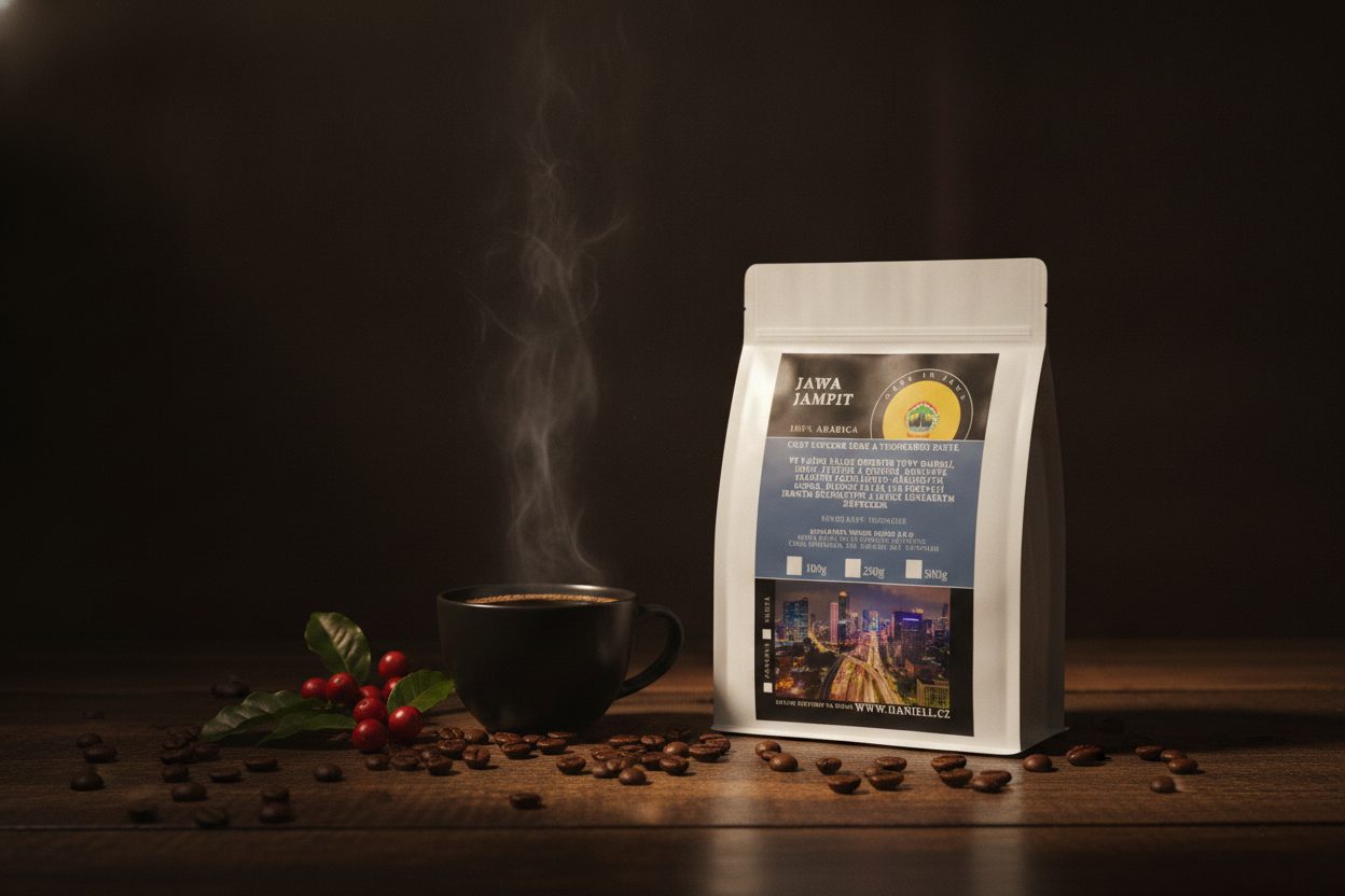 Káva Indonésie Java Jampit — arabica zrnková, plné tělo