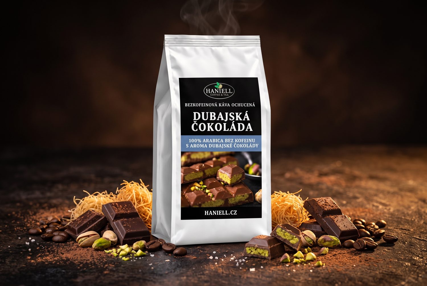 Bezkofeinová zrnková káva Dubajská čokoláda