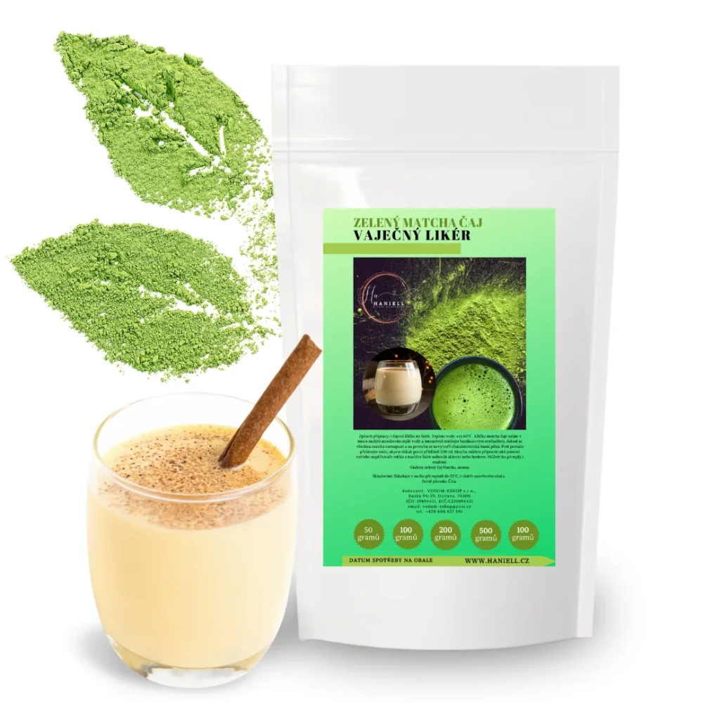 Zelený čaj Matcha s příchutí vaječného likéru
